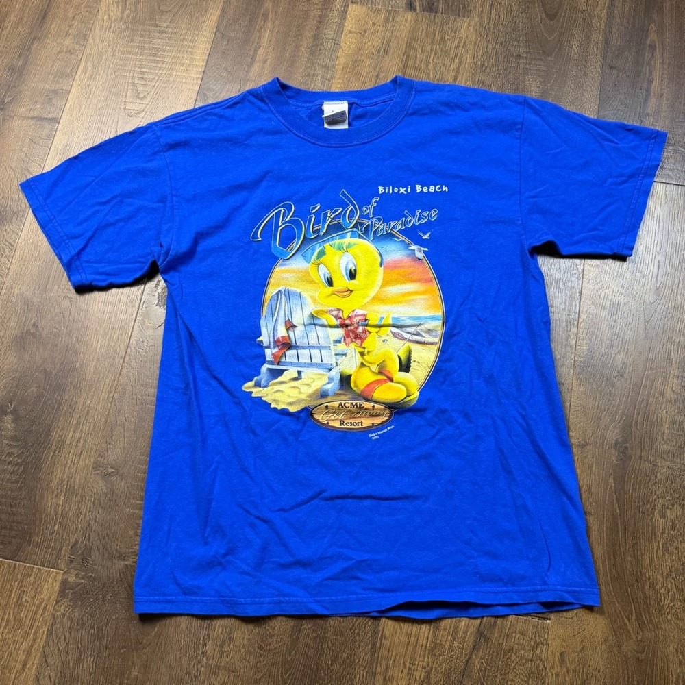 Vintage Looney Tunes Tweety Bird "Bird of Paradise" Biloxi Beach T-Shirt Sz L